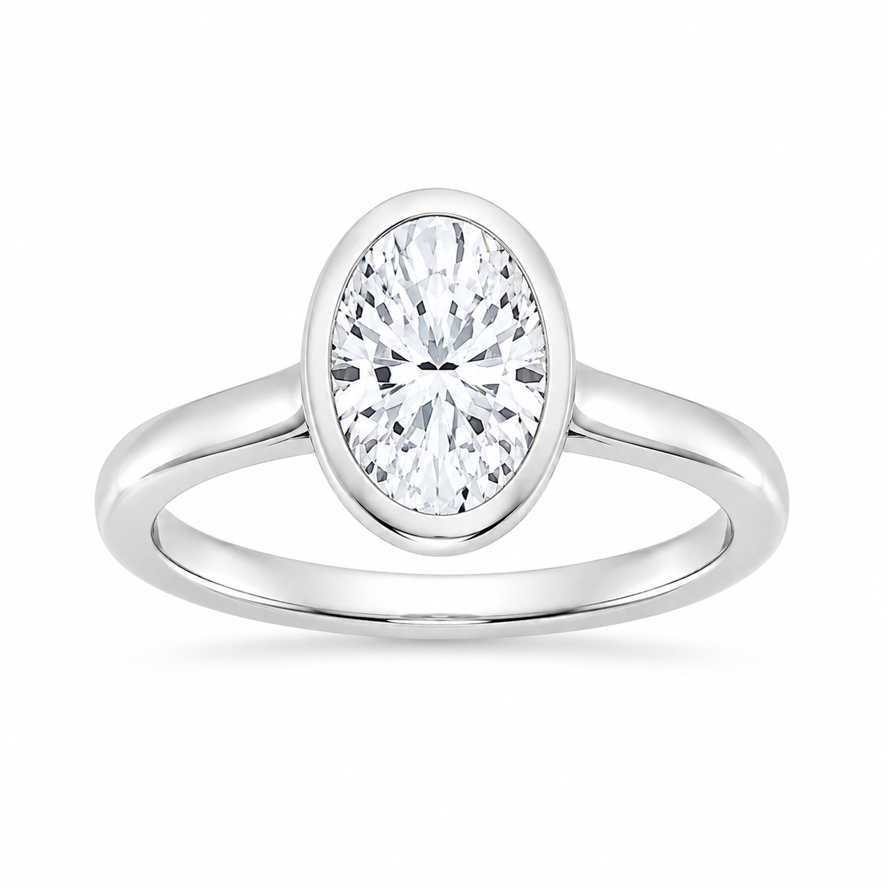 L’Orée Two Carat Center Emerald Lab Grown Diamond Bezel Set Solitaire Engagement Ring
