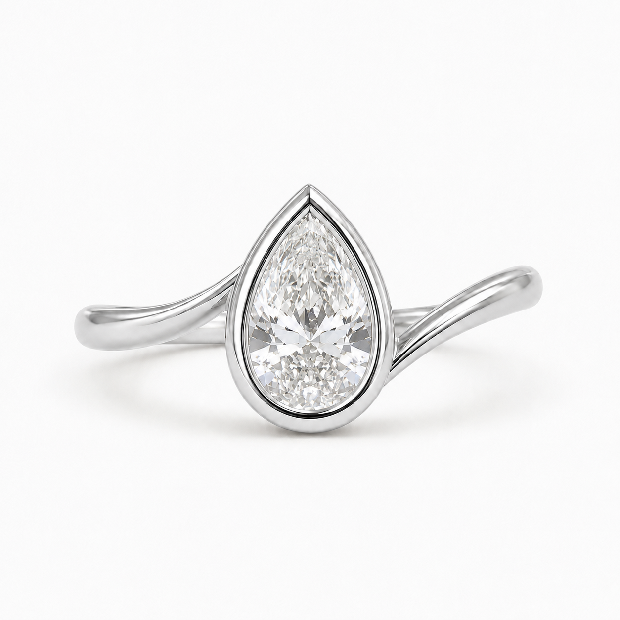 L’Orée Pear Shaped Bezel Set Lab Diamond Ring