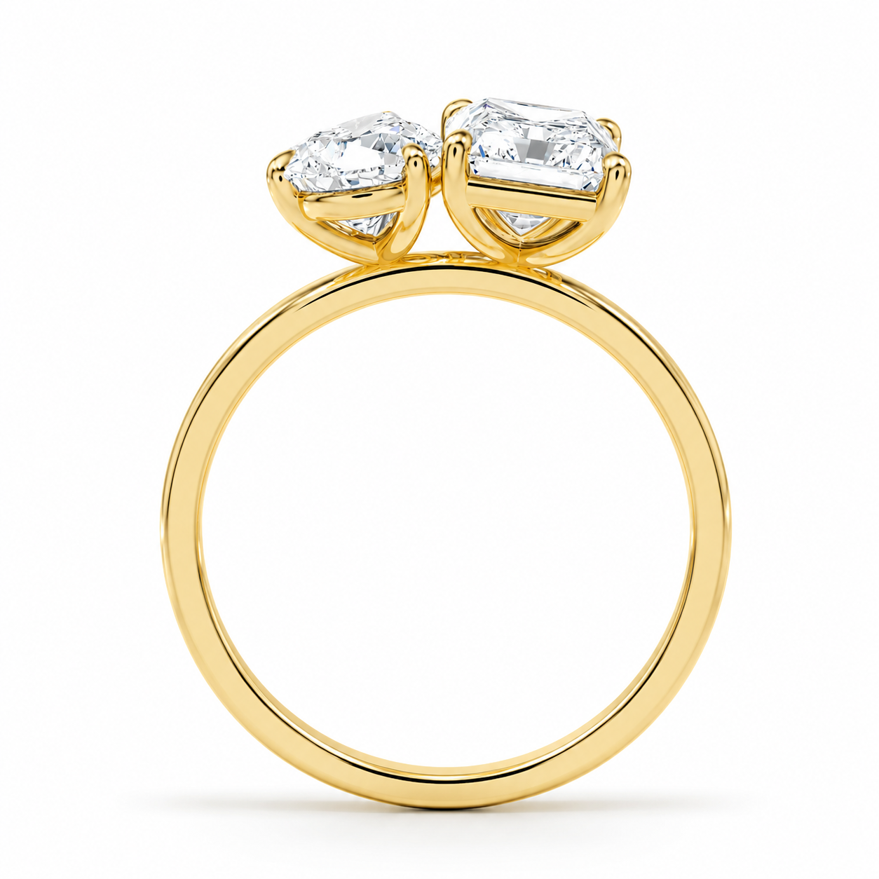 L’Orée Two Carat Toi et Moi Pear and Emerald Cut Lab Diamond Engagement Ring