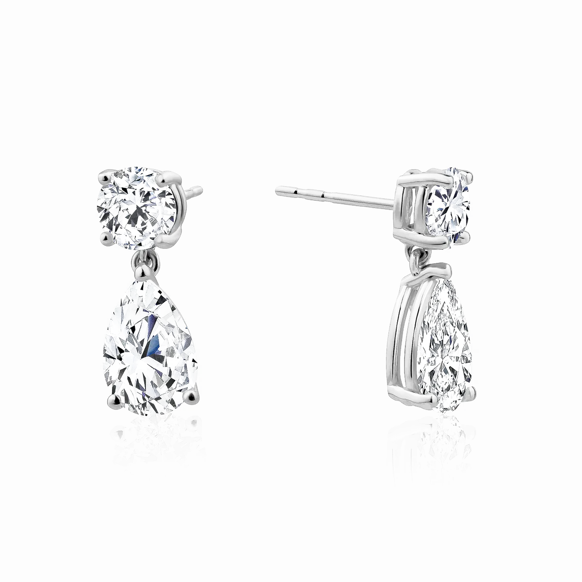 Lab Grown Pear Drop Stud Earrings