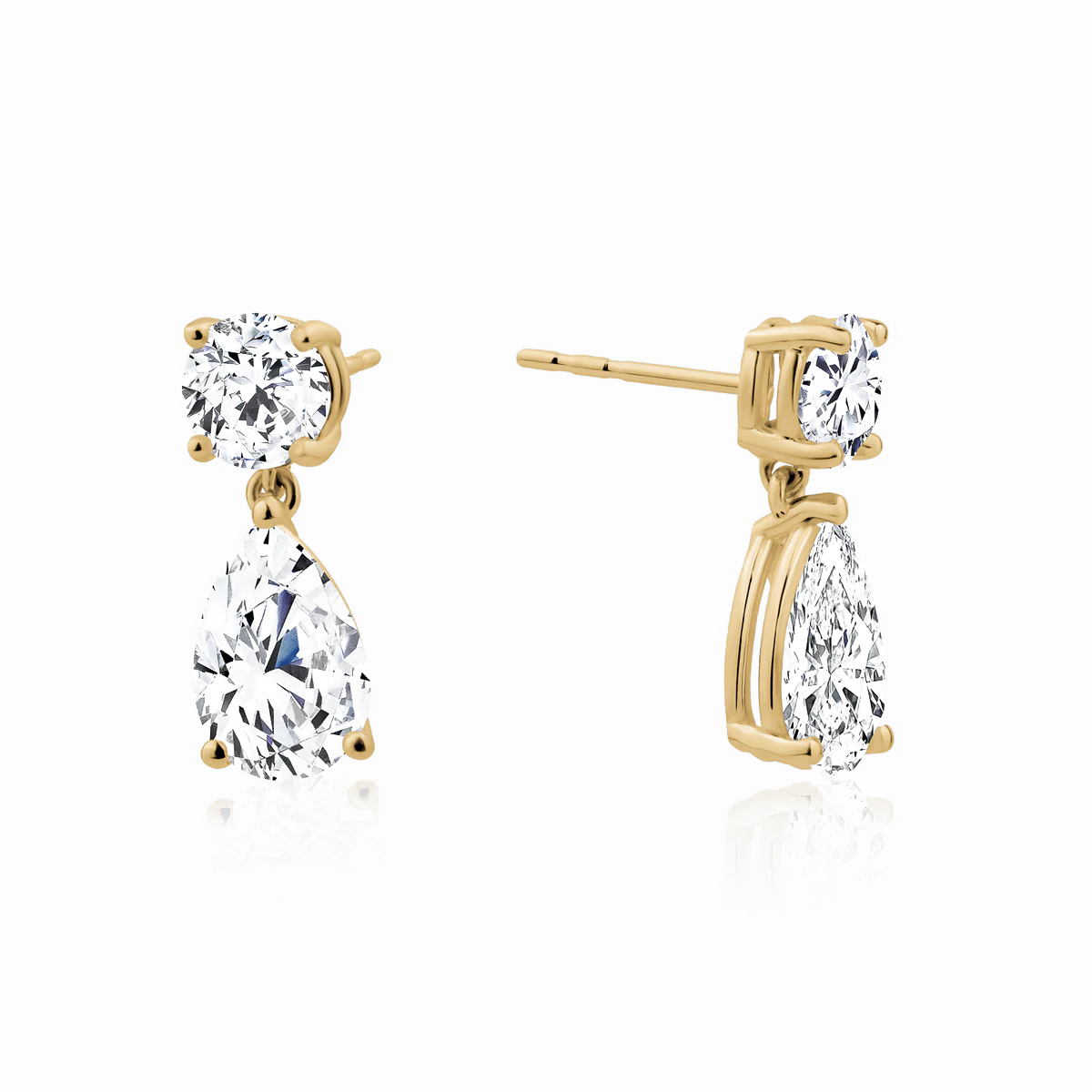 Lab Grown Pear Drop Stud Earrings