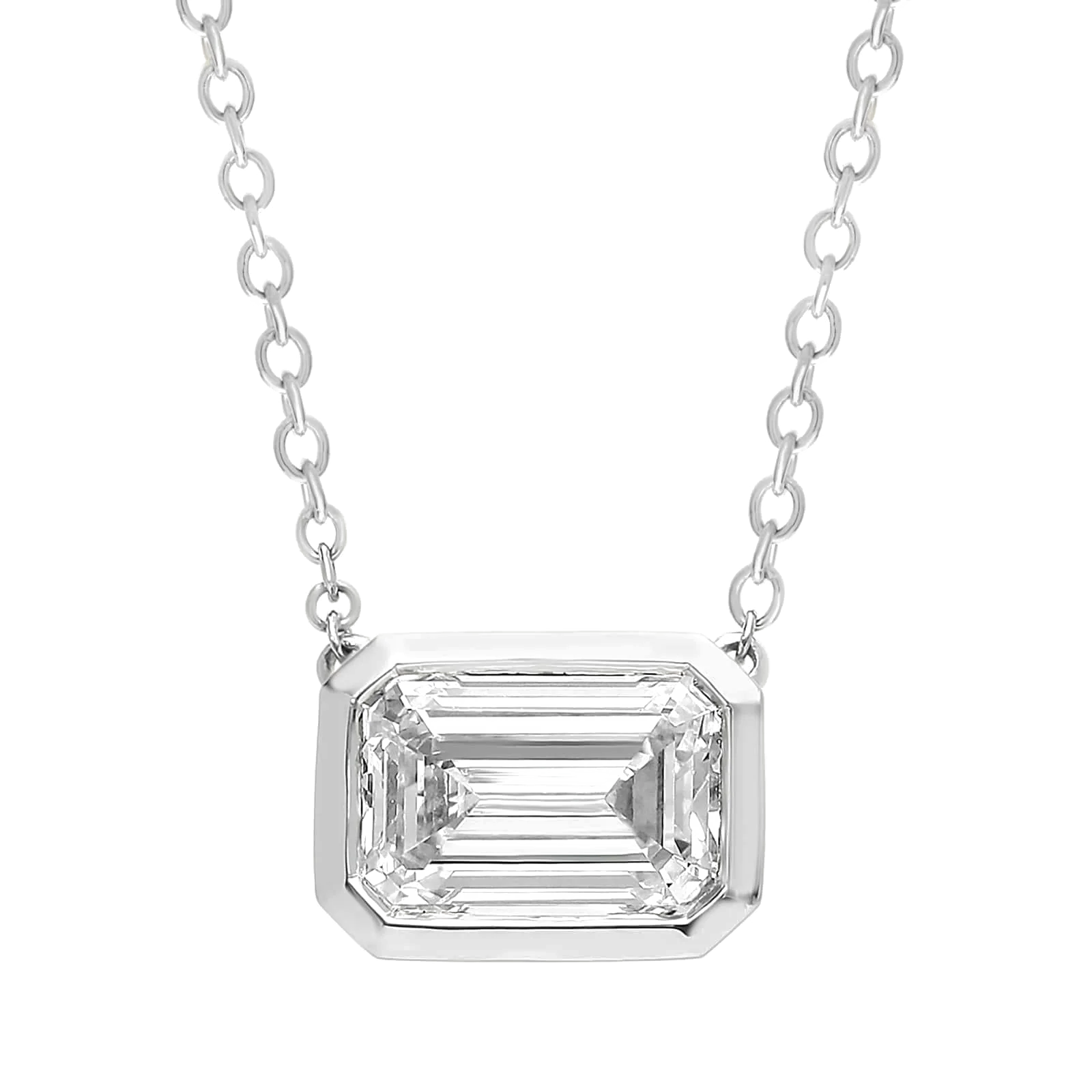 L’Orée East West Bezel Set Emerald Cut Lab Grown Diamond Pendant