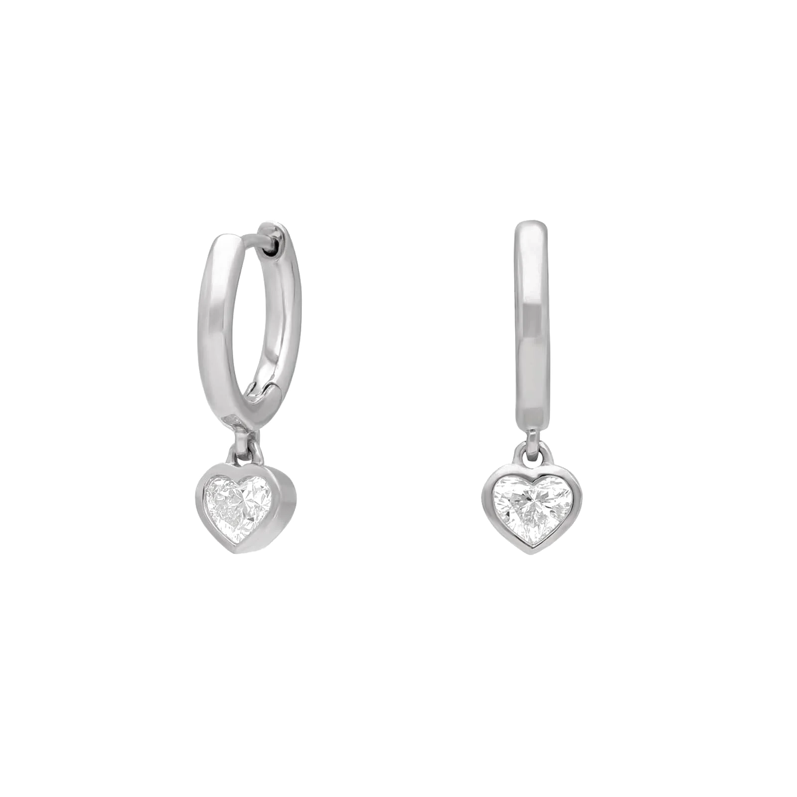 L’Orée Heart Lab Grown Diamond Bezel Drop Huggie Earrings