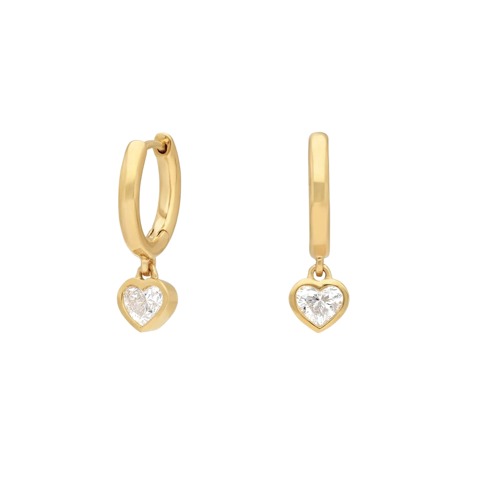 L’Orée Heart Lab Grown Diamond Bezel Drop Huggie Earrings