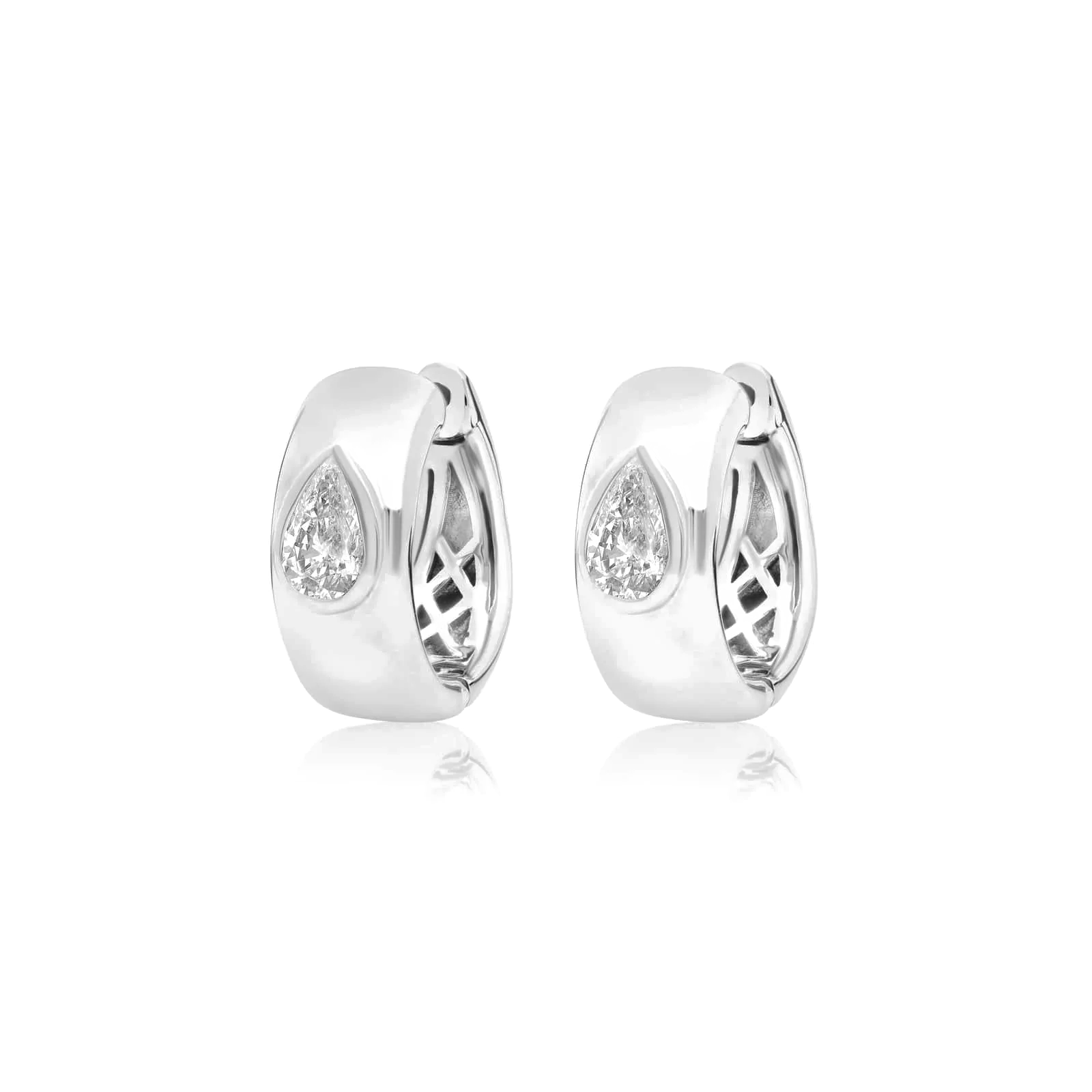 L’Orée Fancy Bezels Lab Grown Pear Diamond Huggie Hoop Earrings