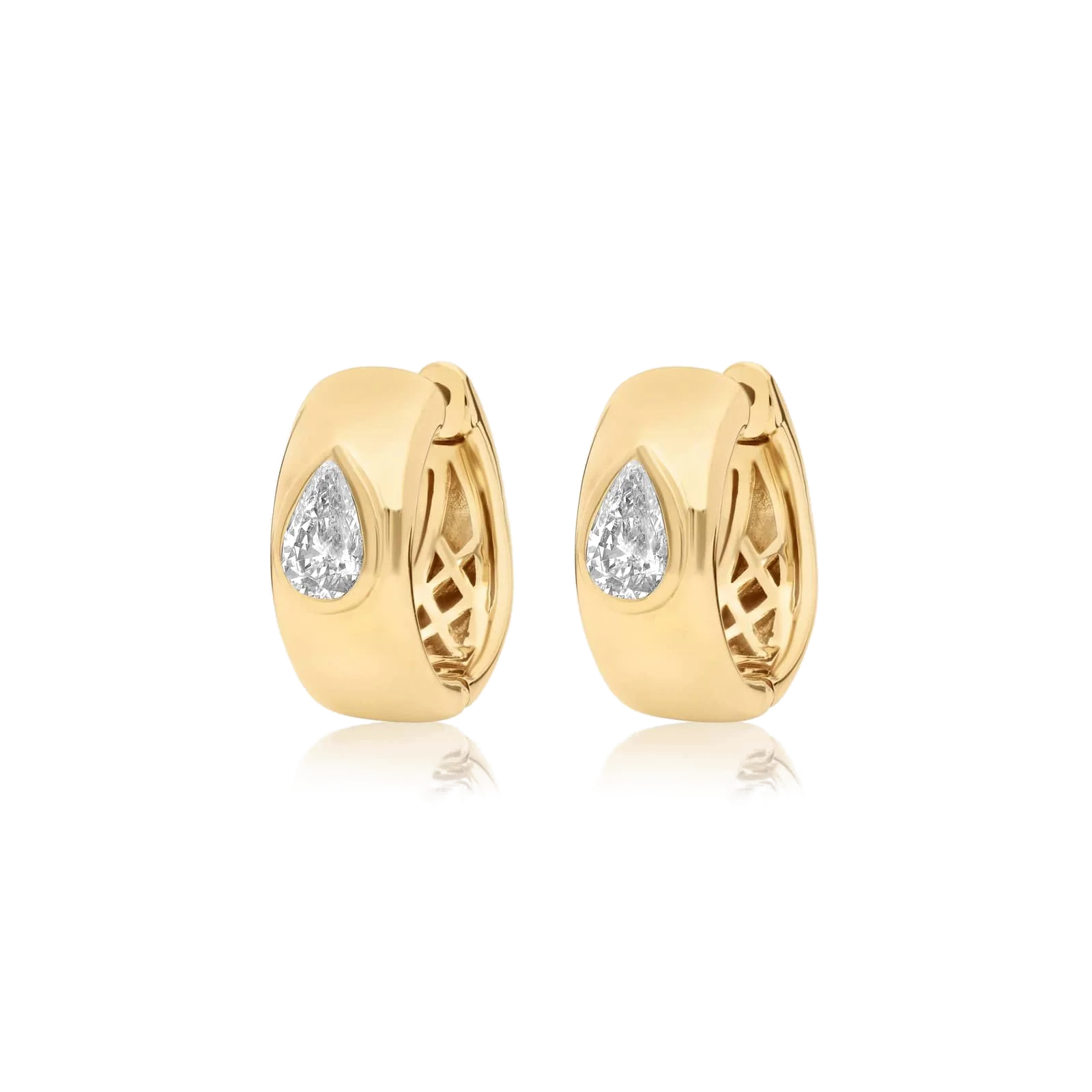 L’Orée Fancy Bezels Lab Grown Pear Diamond Huggie Hoop Earrings