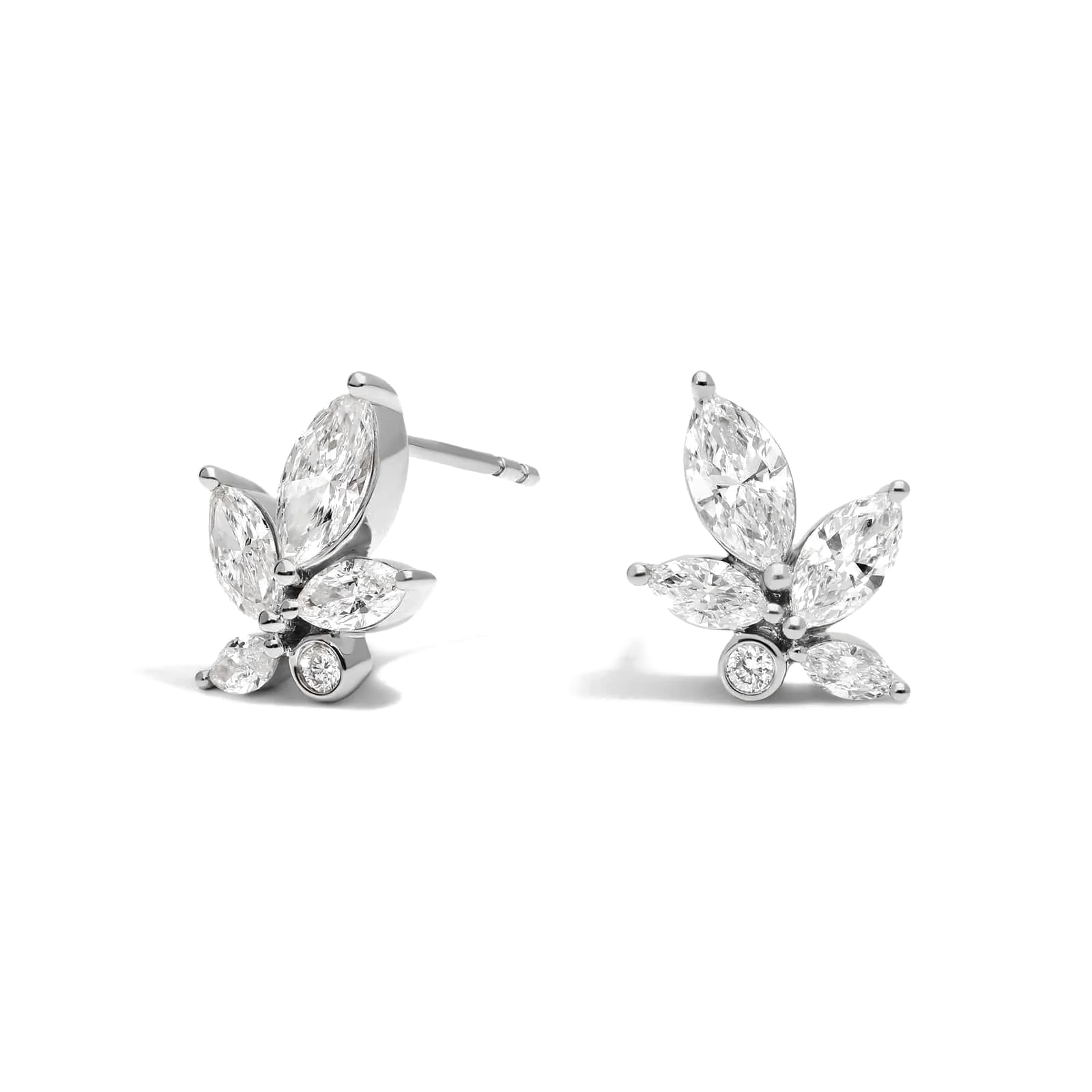 L’Orée Round And Marquise Cut Lab Grown Diamonds Cluster Stud Earrings
