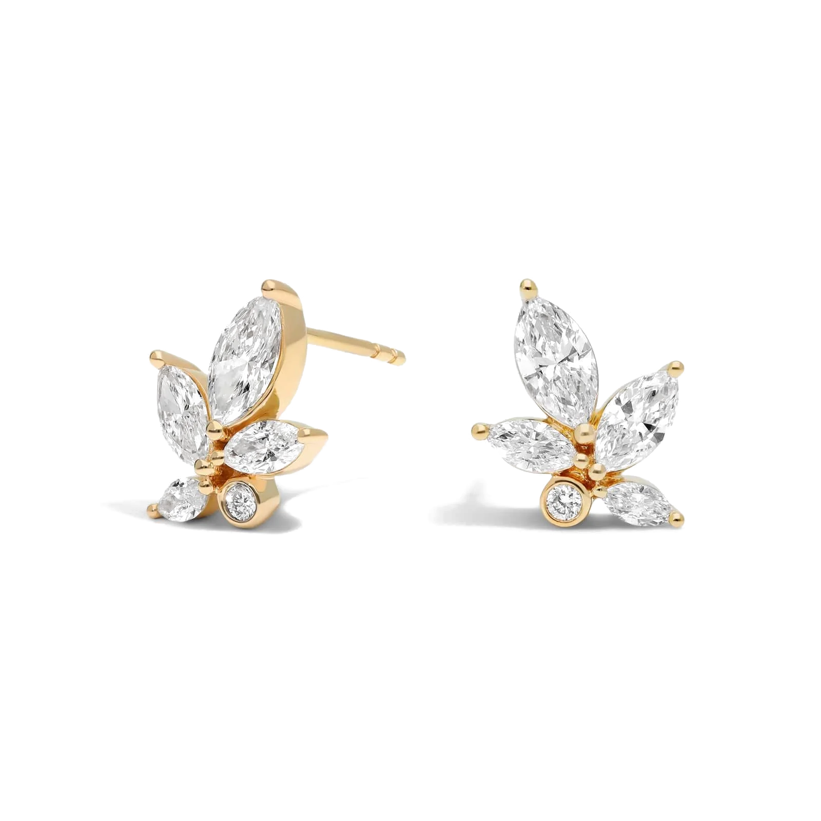 L’Orée Round And Marquise Cut Lab Grown Diamonds Cluster Stud Earrings