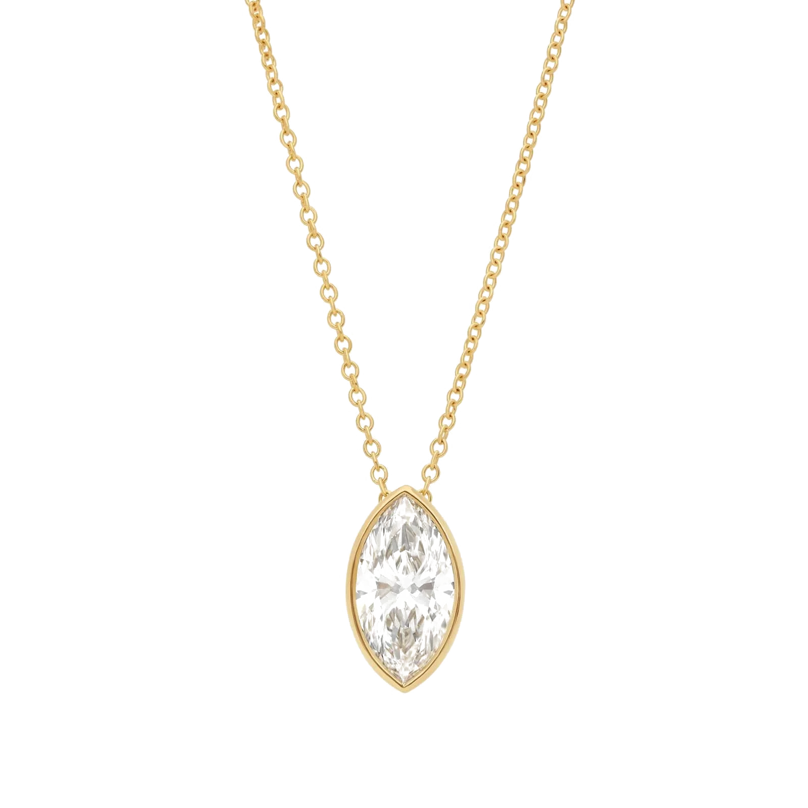 L’Orée Marquise Cut Bezel Set Solitaire Lab Grown Diamonds Necklace