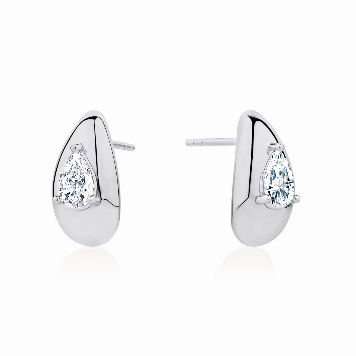 Lab Grown Tear Drop Puff Earrings