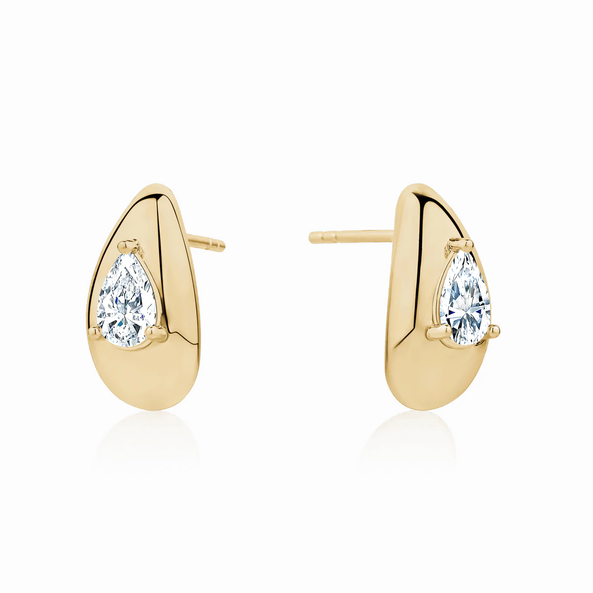 Lab Grown Tear Drop Puff Earrings