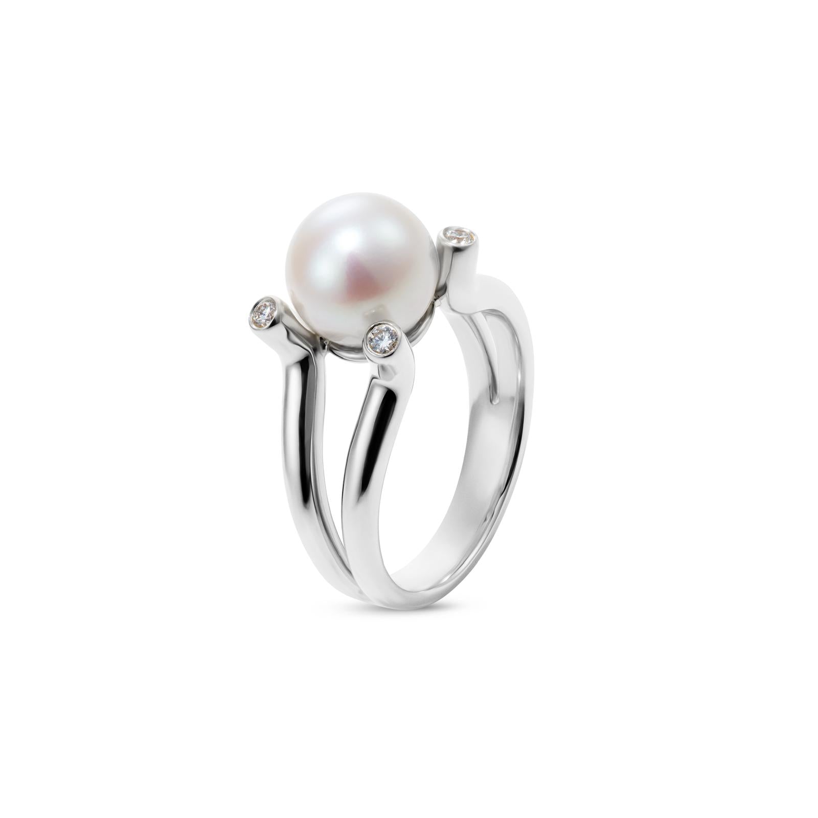 L’Orée Quad-Diamond Pearl Ring