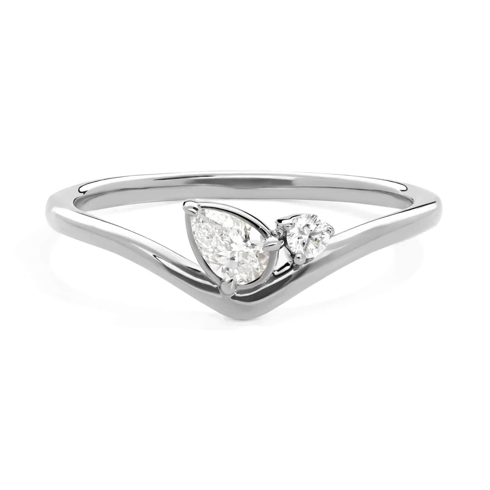 L’Orée Toi et Moi Pear Cut and Round Cut Lab Grown Diamond Ring